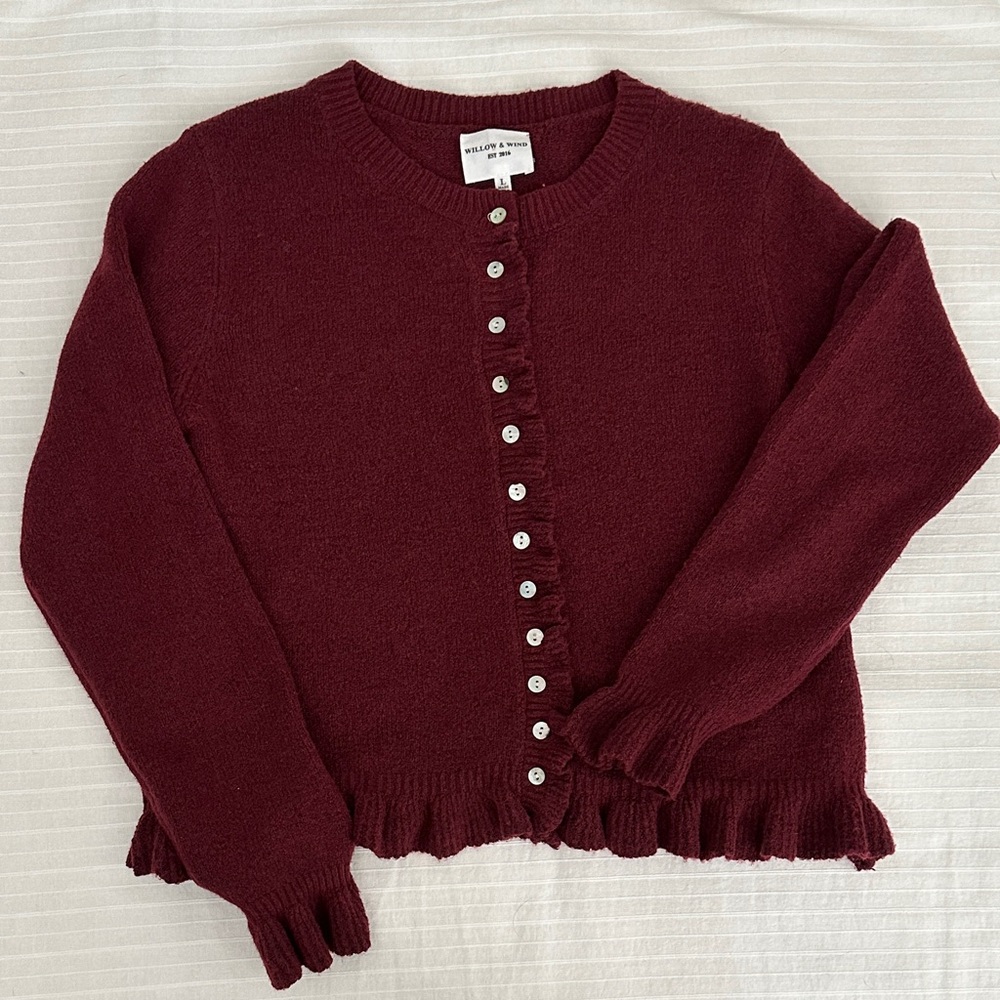 Elegant Burgundy Cardigan by Willow & Tree